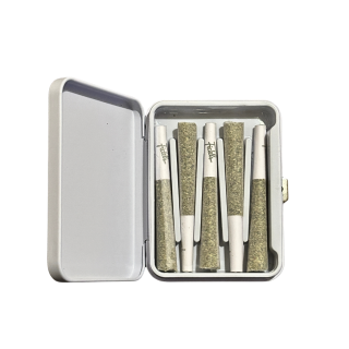 Fidels Melted Gusher 5‑Pack Pre‑Rolls – premium hybrid joints infused with 70% exotic flower and 30% water hash, arranged in branded packaging on a clean background.